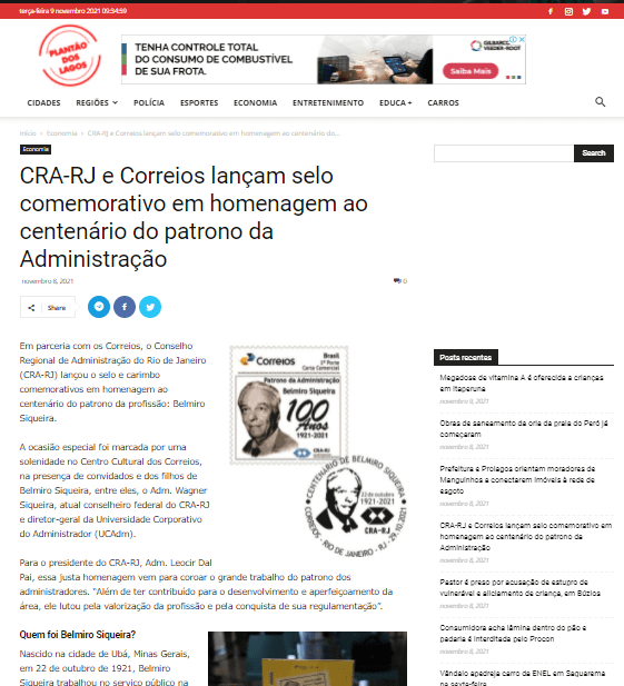 CRA-RJ e Correios lançam selo comemorativo