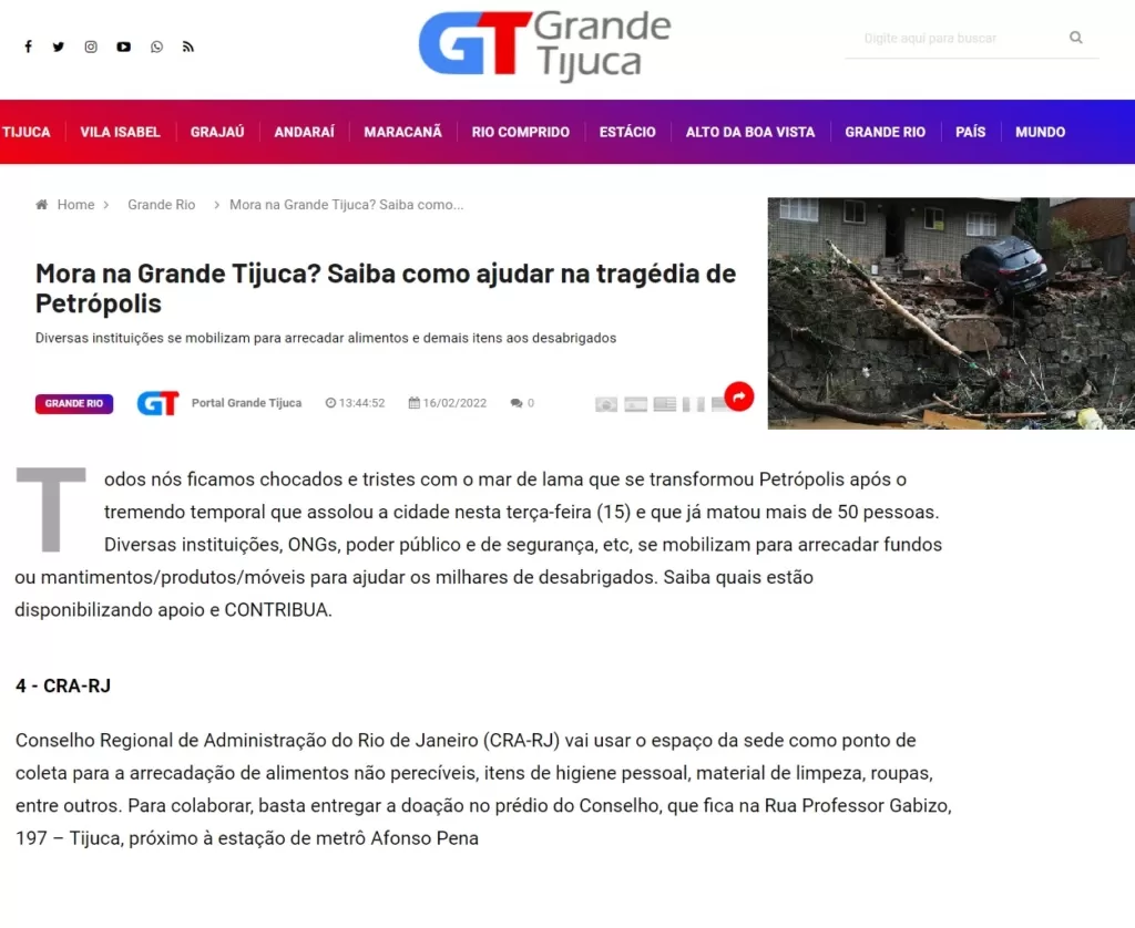 Mora na Grande Tijuca? Saiba como ajudar na tragédia de Petrópolis 