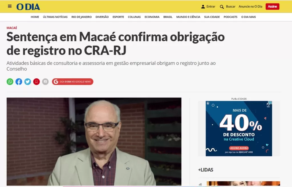 Sentença em Macaé confirma obrigação de registro no CRA-RJ